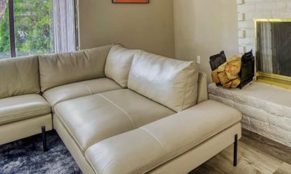 Large Beige Sectional Sofa / Couch with Chaise - Great Condition