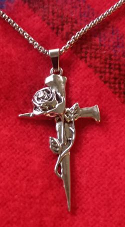 Rose Cross Pendant with a 23 inch stainless steel chain