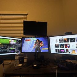 3 Gaming Monitors And The Stand(holds 4 Monitors)