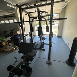 Vesta Fitness Smith Machine 1001 w/Bench Attachment | 245lb Cast Iron Olympic Weights | 7ft Olympic Bar | Fitness | Gym Equipment | FREE DELIVERY 🚚 