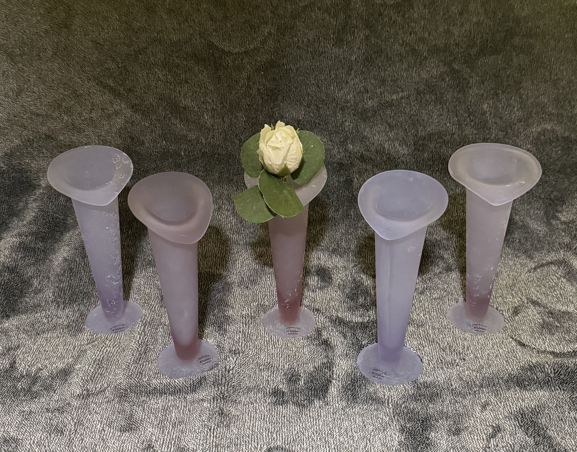 Vintage Hand Blown Satin Frosted Amethyst Vase