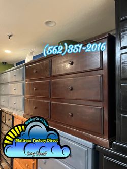 Six drawer brown pinewood chest cajonera Comoda mueble de Pino