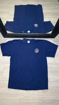 Y2K 2000s Navy Embroidered CIA Logo Minimal Shirt