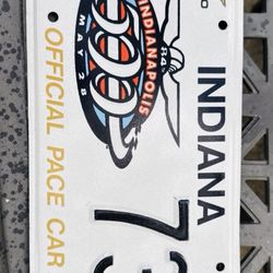 2000 Indiana Official Indy Pace Car License Plate #73 Indianapolis 500 (Lot 467)