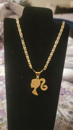 Gold-Tone Barbie Silhouette Pendant Necklace