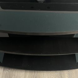 REDUCED!  Stylish, Modern Black TV stand, 2 Shelves