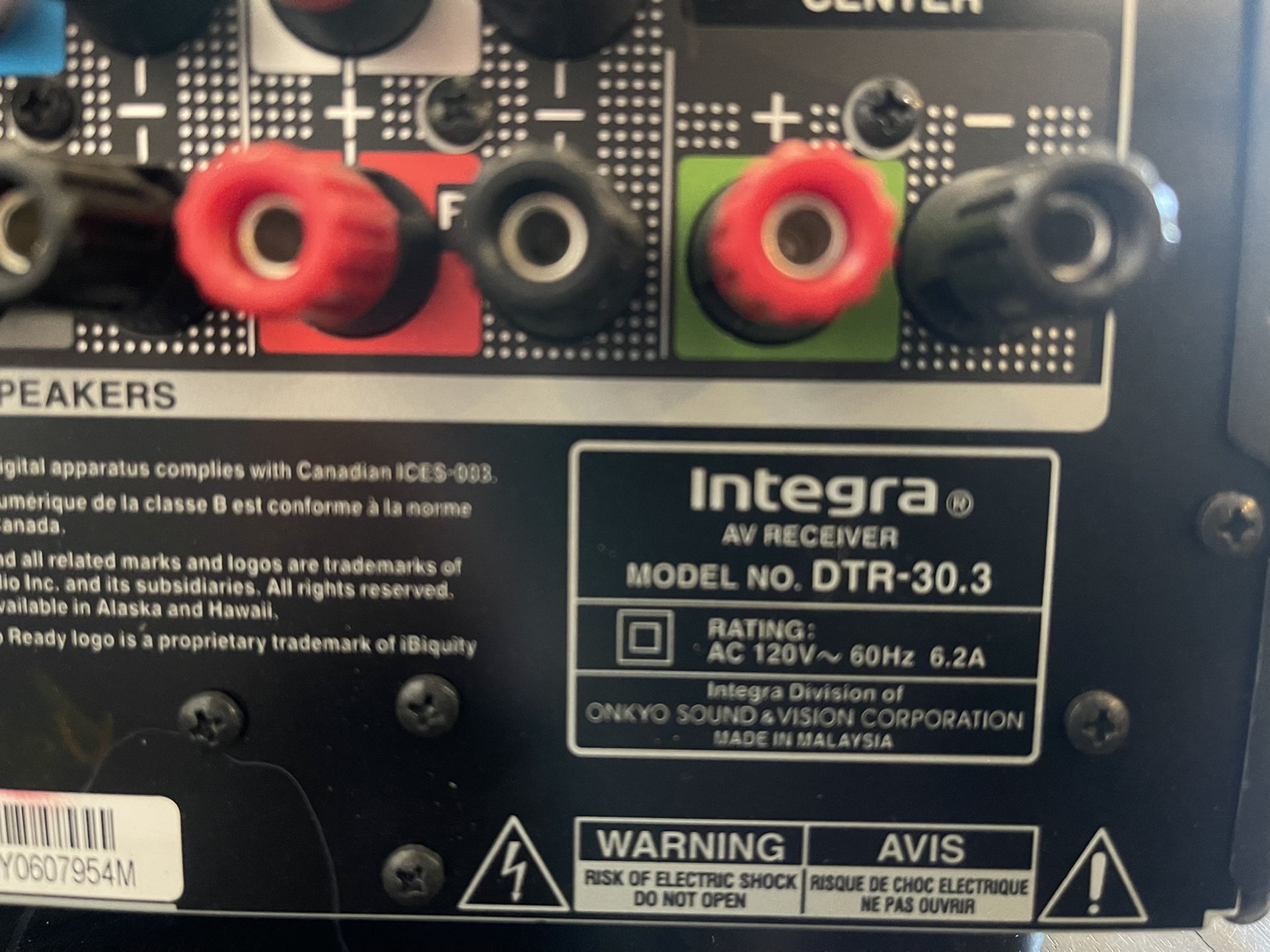 Integra DTR—30.3 AV Surround Sound 7.2ch THX Networking Receiver for