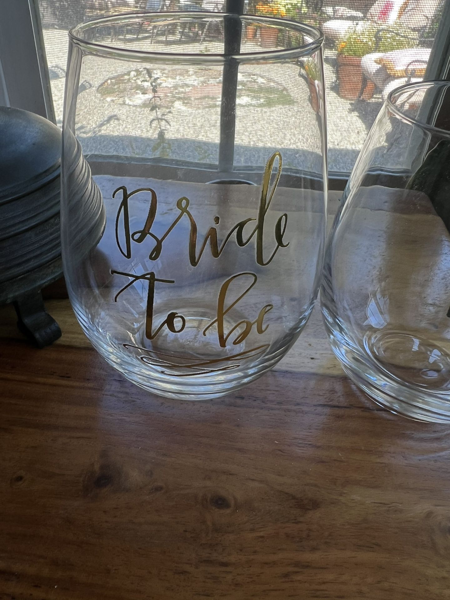 Two Stemless Wine Glass / Bride To Be And Bridesmaid