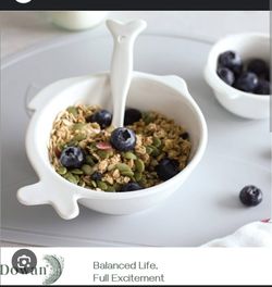 DOWAN Small Serving Bowls, 12 Oz Ice Cream Bowls Set of 6, Microwave & Dishwasher Safe Dolphin Shaped Ceramic Bowls for Kitchen, Ideal as Pudding Cups