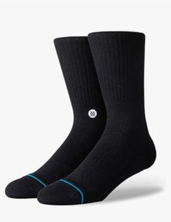 Stance Icon Mens Athletic  Crew Socks With Log-  Black (3-Pack)