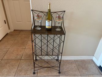 Vintage Ornate “Pier 1” Rustic Metal Wine Rack