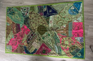 Beautiful embroidered beaded wall tapestry or throw