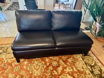 Dark Brown Leather Loveseat