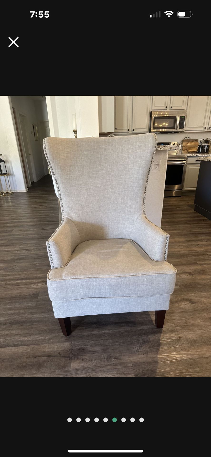 Set Of 2 Large Wing Back Accent Chairs Taupe 