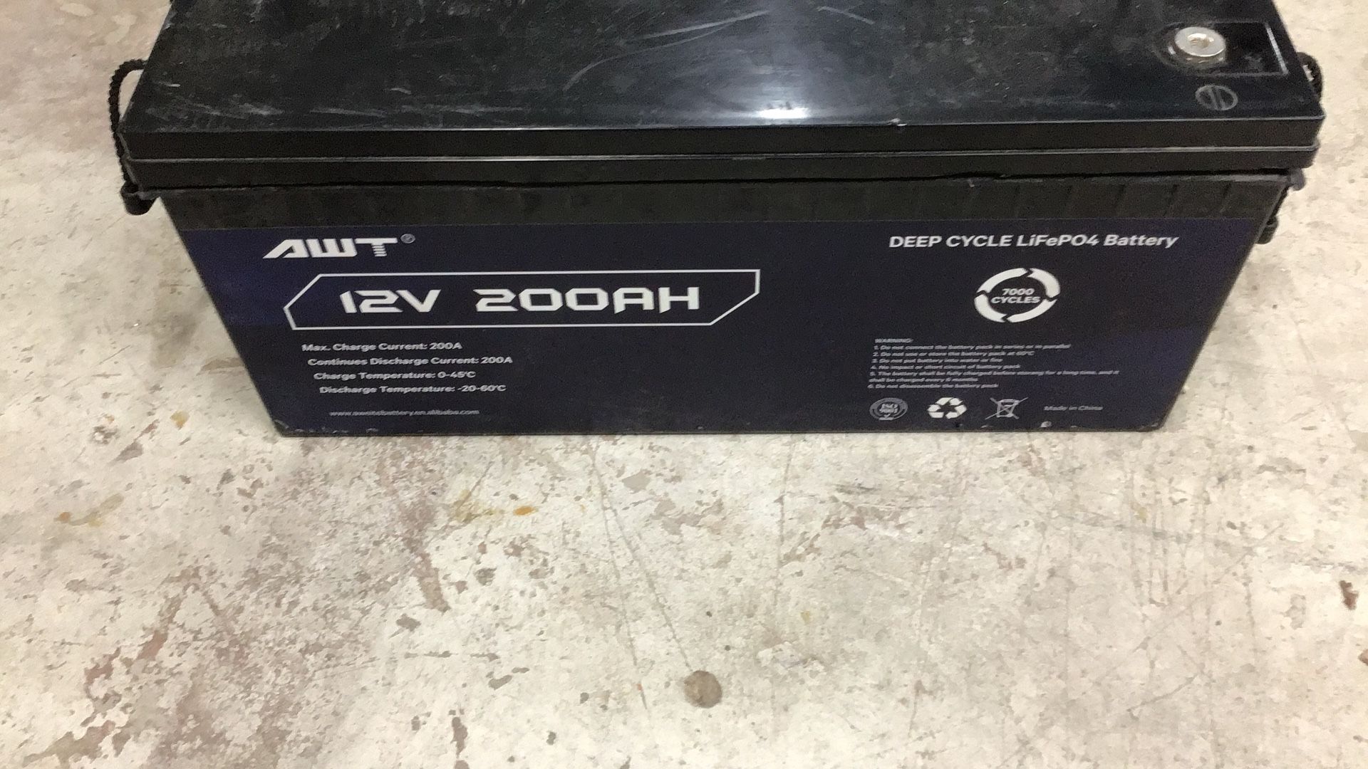 12 Volt. 200 Amp Hr Lifepo4. Lithium Battery Deep Cycle. New