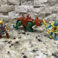 Mega Construx Merman, Battlecat, He-man- 2 inch figure MOTU -b