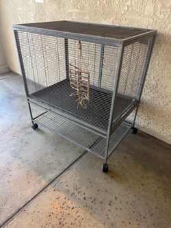 Large Metal Bird Cage on Wheels 36 x 24 x 29 height