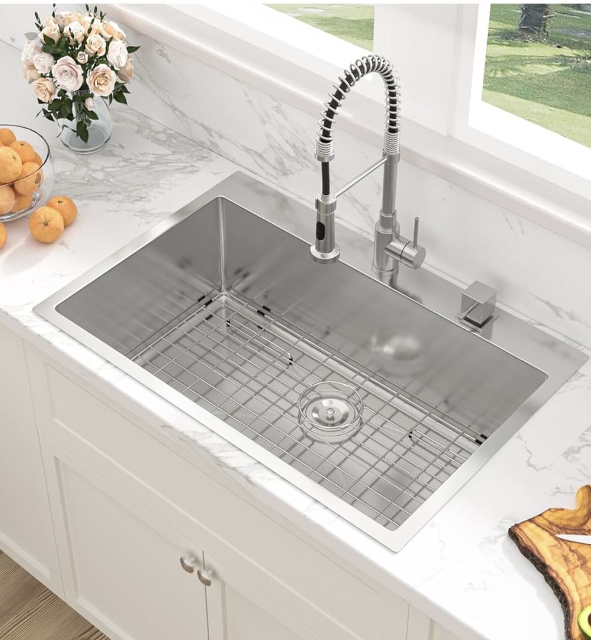 Kitchen Sink Drop In - 33 x 22 Inch Kitchen Sink Drop In Stainless Steel Topmount