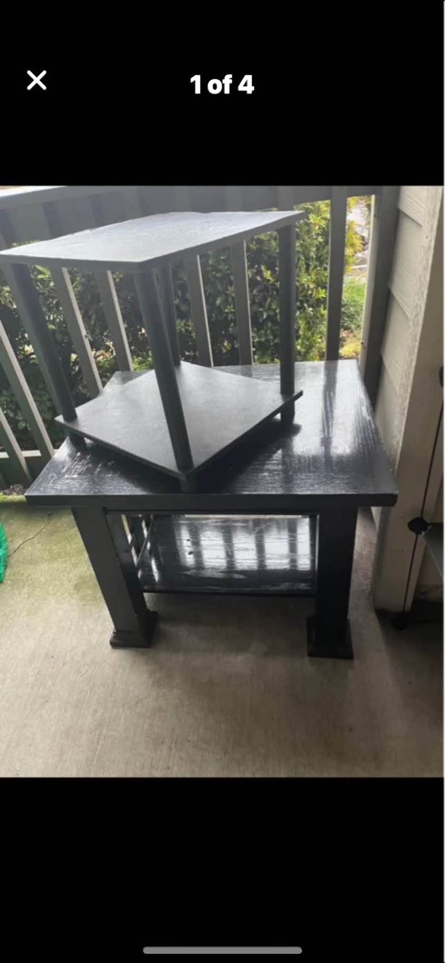 2 Indoor Or Outdoor Black Tables One Big One Small