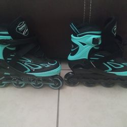 ZPM SPORTS, Inline Skates Light Blue/Black, White Lights On Wheels