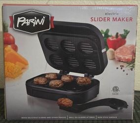 Parini Electric Slider Maker 700W 120V Non-Stick Grill w/ Drip Tray Black