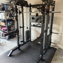PRO SERIES Ultimate 3-1 Half Rack Functional Trainer w/Smith Machine Bar | 400lb Stack | Gym Equipment | Fitness | Commercial | Squat Rack 