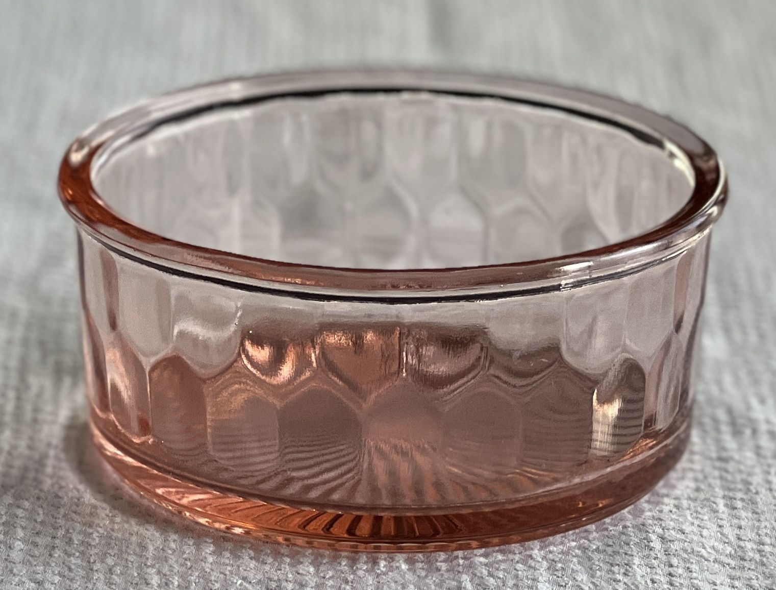  Jeannette Glass Co, Pink Depression Glass "Hex Optic" Refrigerator Jar