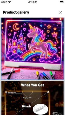 16" Rechargeable LED Drawing Board with 9-Color Light Effects Birthday & Christmas Gift Idea for Girls/Boys/Kids/Teens, Doodle Neon Glow Pad with Buil