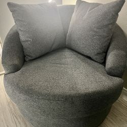 Contemporary Upholstered Swivel Club Chair