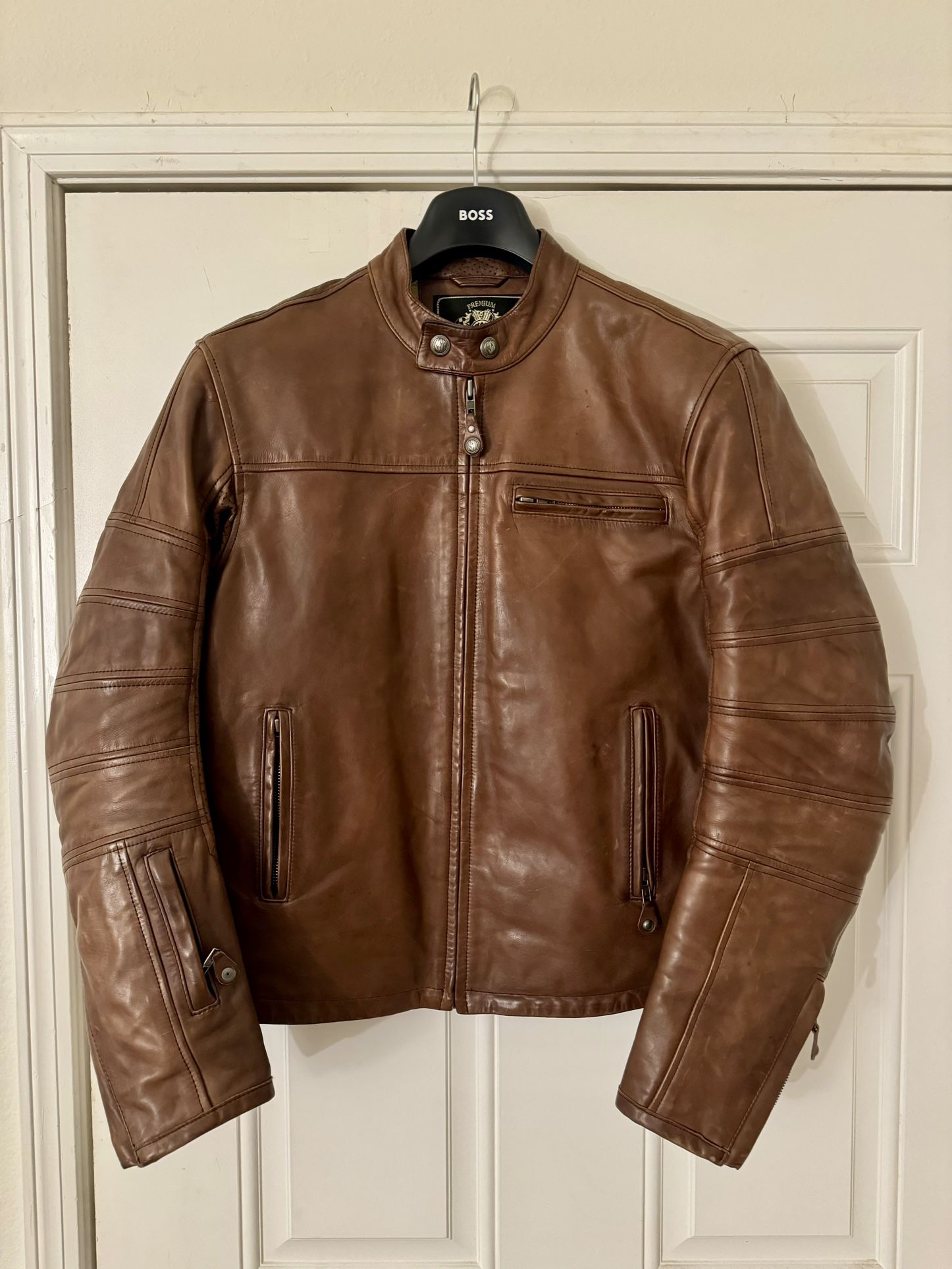 roland sands ronin tobacco Perforated Leather Jacket but never duplicated Roland Sands Design Ronin Leather