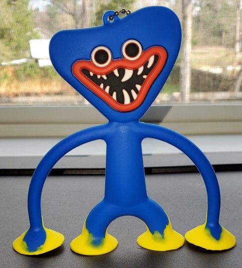 Huggy Wuggy Poppy Playtime Keychain Blue Monster Toy Pendant With Suction Cups