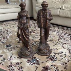 Faux Bronze Statue Duo