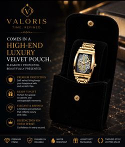 Valoris Gold Automatic Watch – Luxury Timepiece with Premium Black Velvet Gift Pouch