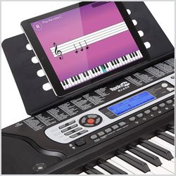 RockJam 54 Key Keyboard Piano with Power Supply, Sheet Music Stand, Piano Note Stickers & Lessons
