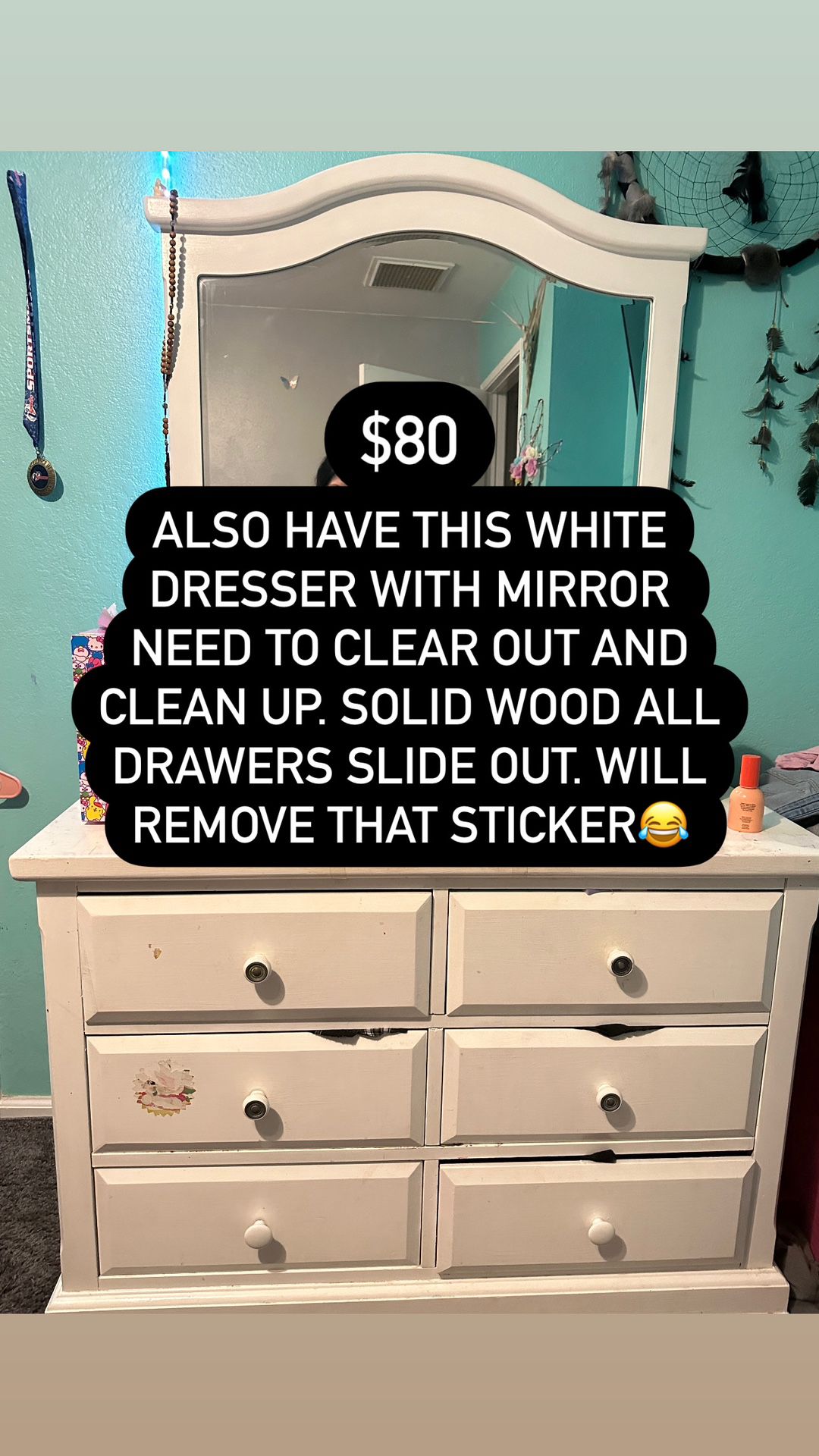 white dresser with mirror
