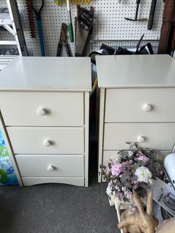 White Side Table with Three Drawers