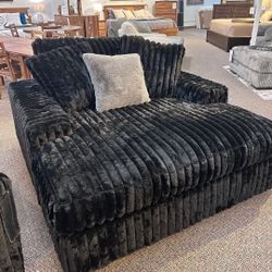 New Plush Black Oversized Chaises