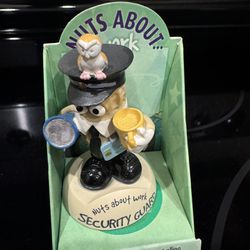 Vintage H&H 3in "Nuts About Work" SECURITY GUARD Peanut Wobbler Figurine Bobblehead