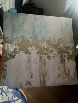 Teal gold, white wall art