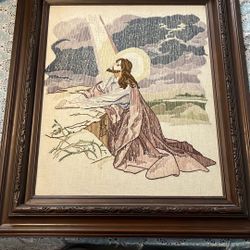 Jesus praying needlepoint finished frame 