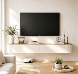 55inch Floating TV Stand Wall Mounted Media Console,Modern Entertainment Media Console Center, Storage TV Bench for Living Room