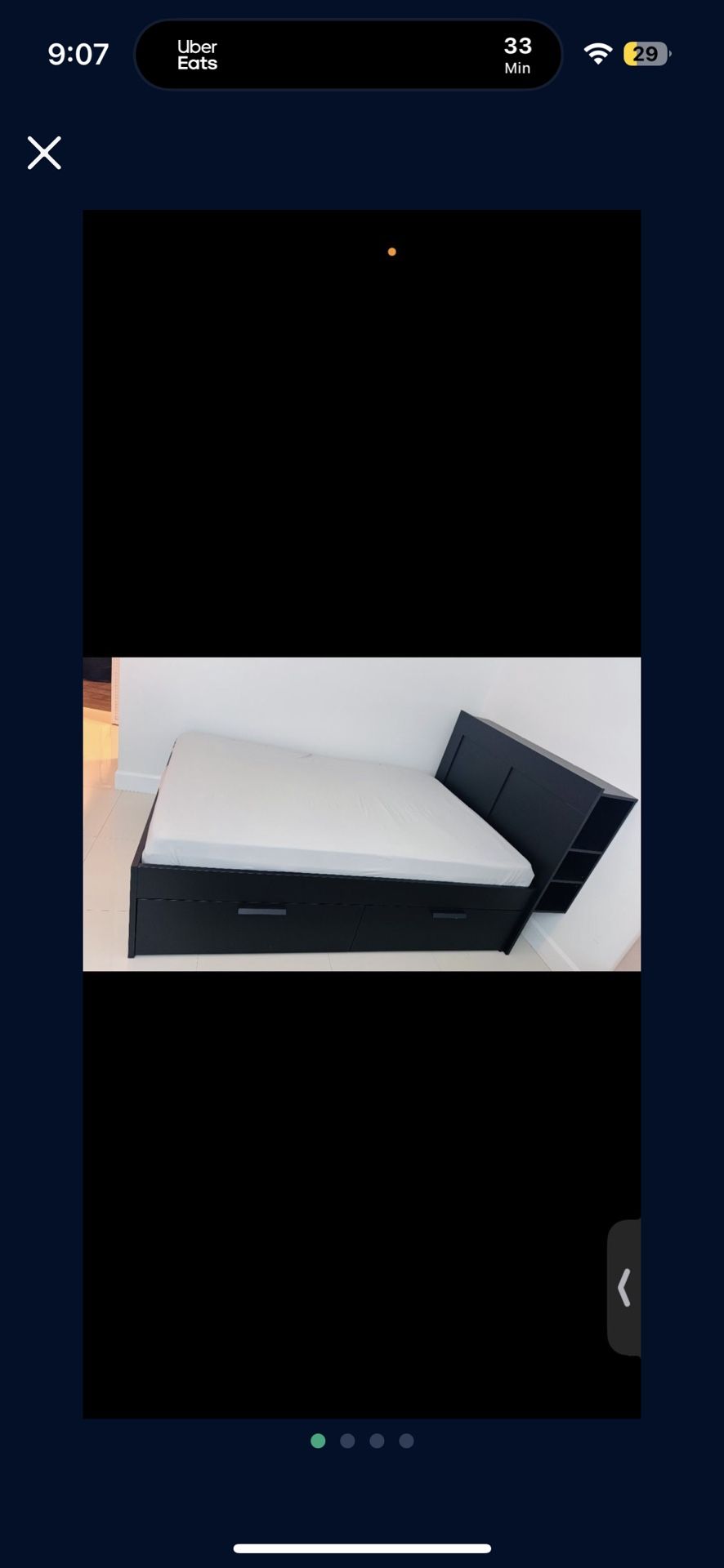 Bed frame W/ 4 Extra Large drawers + Headboard With Compartments (Full Size)- mattress Not Included