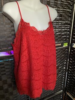 Monteau Vibrant Red Lace Top