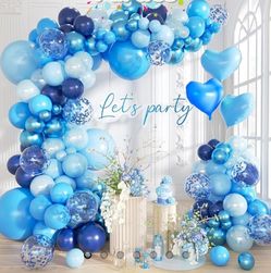Blue Balloon and Metallic Blue Balloons Garland Arch Kit,160PCS Navy Pastel