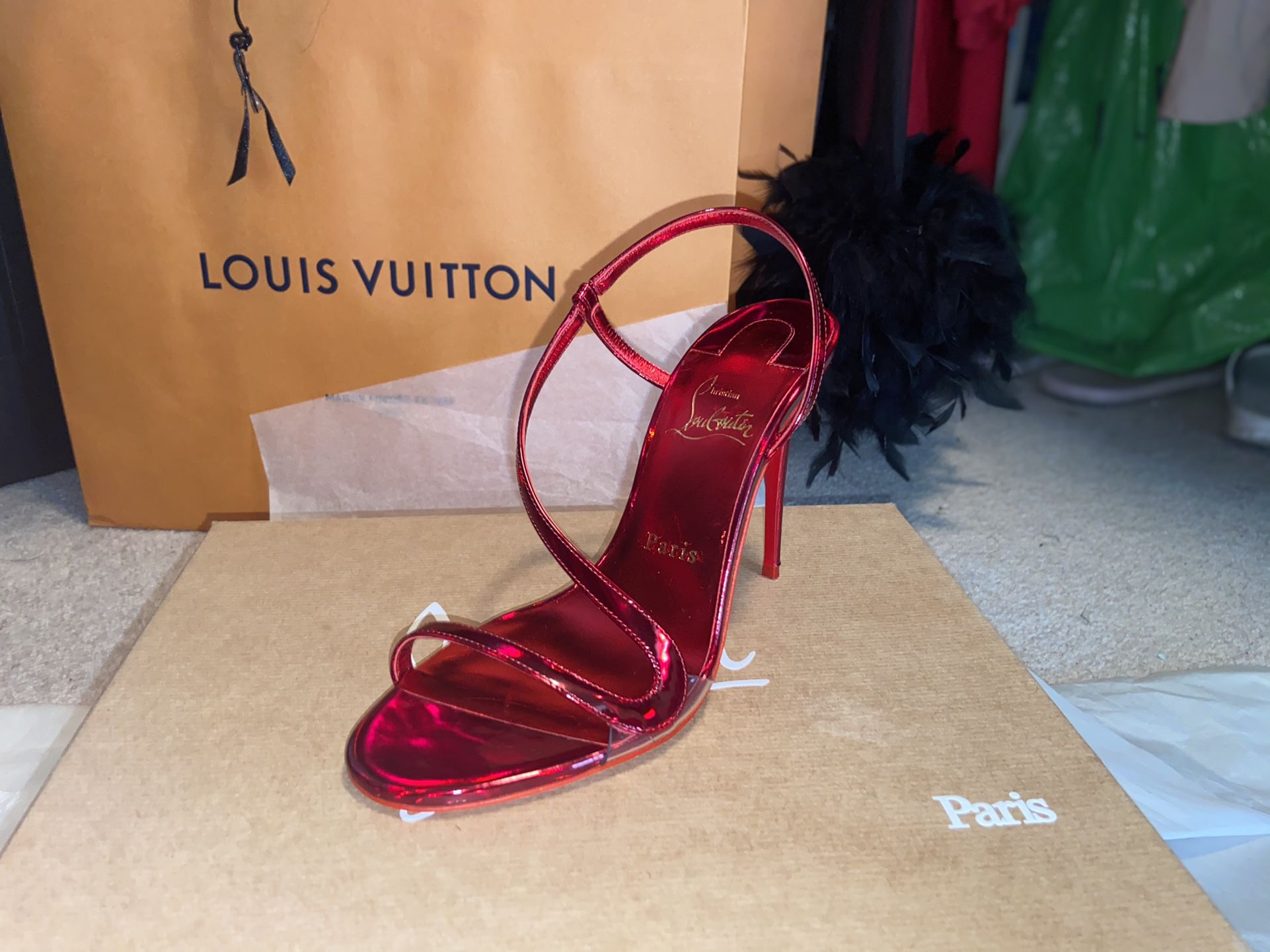 Christian louboutin Rosalie Patent Red Sole Stiletto Sandals
