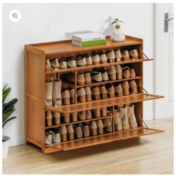  Entryway Shoe Cabinet - with Boot Compartment - Brown(Build)