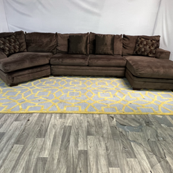 ( Delivery Available ) Bobs Large Dark Brown Sectional Couch