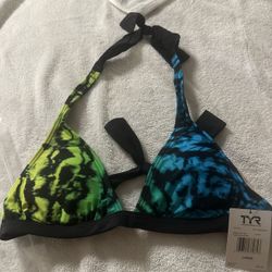 TYR Swimsuit Top, Mojave Tie Halter Bra w/Pads, Size Large