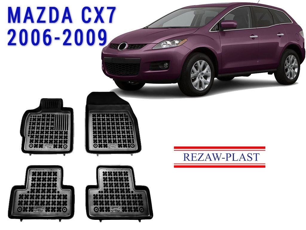 All weather floor mats for Mazda CX-7 2006-2009 Suv 3D Custom Fit black color