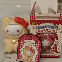 Hello Kitty Teddy Pajamas Plush Keychain